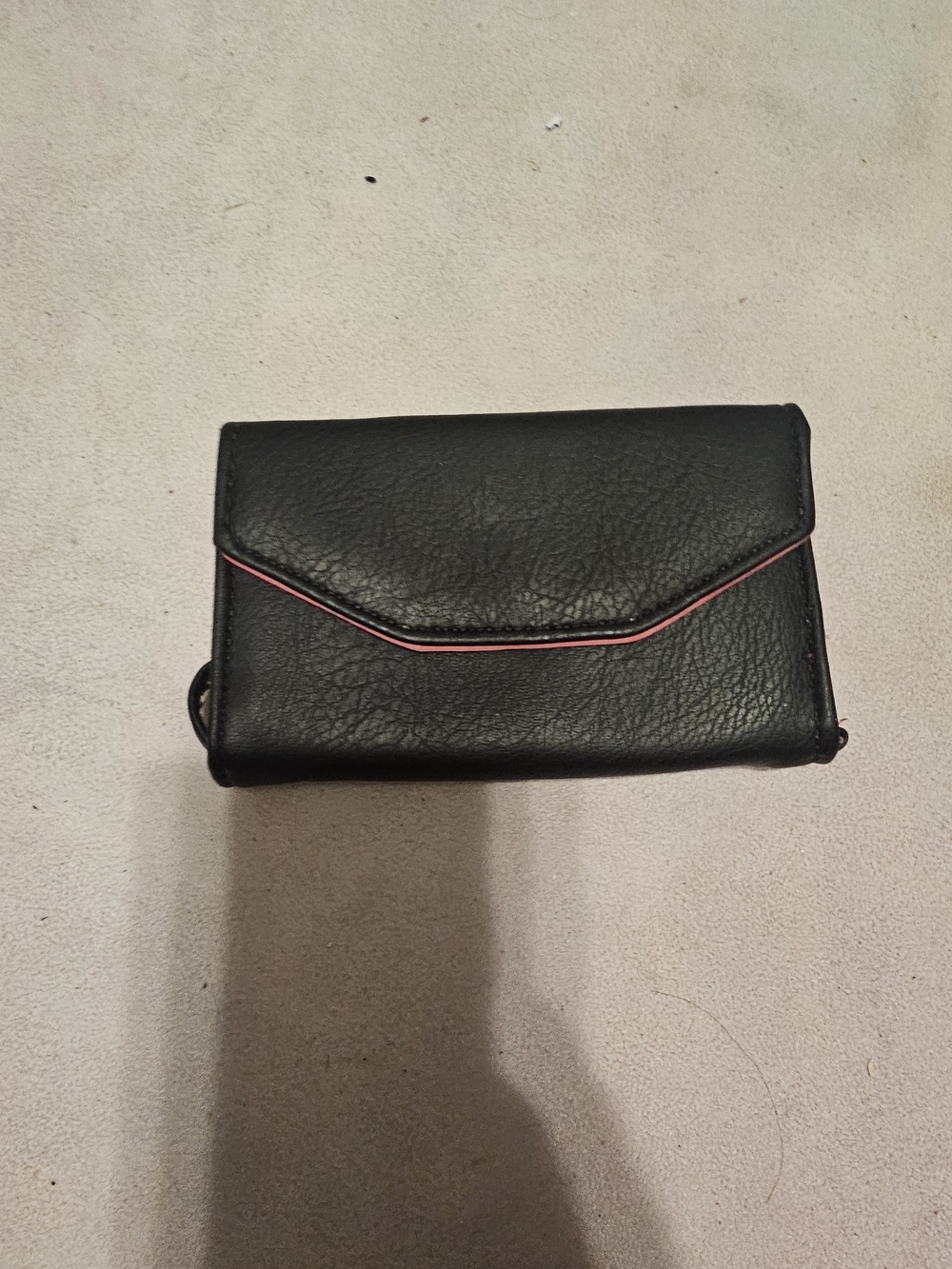 Women's Black Wallet Clutch with Pink Trim